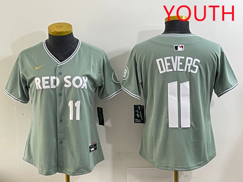 Youth 2025 Boston Red Sox 11 Devers Light Green Joint Name Nike MLB Jersey style 9